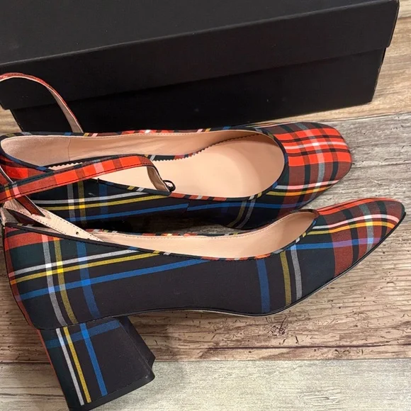 J.Crew Stewart Plaid Heels $148 New! 7.5 - Picture 8 of 10